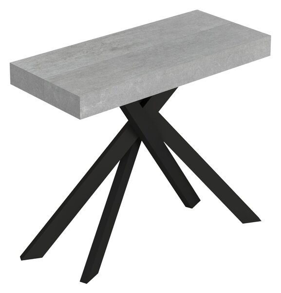 Consolle Allungabile 90-196x40x77 cm Saki Small Cemento Gambe Antracite