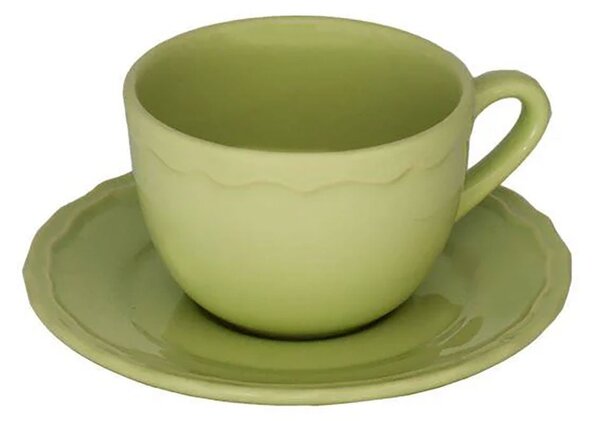 Set 5 Tazze da The con Piattino Ø9,5xh7 cm in Gres Porcellanato Juliet Verde Pastello