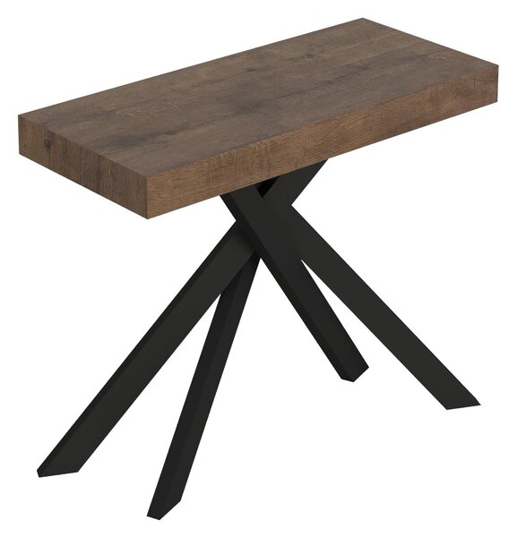 Consolle Allungabile 90-196x40x77 cm Saki Small Noce Gambe Antracite