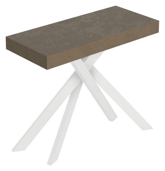 Consolle Allungabile 90-196x40x77 cm Saki Small Tortora Gambe Bianche
