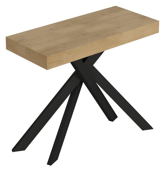 Consolle Allungabile 90-196x40x77 cm Saki Small Quercia Natura Gambe Antracite