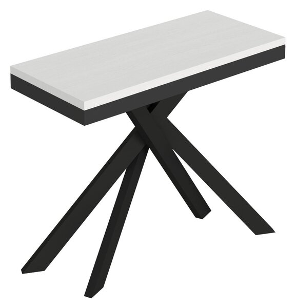 Consolle Allungabile 90-300x40x77 cm Saki Evolution Bianco Frassino Gambe Antracite