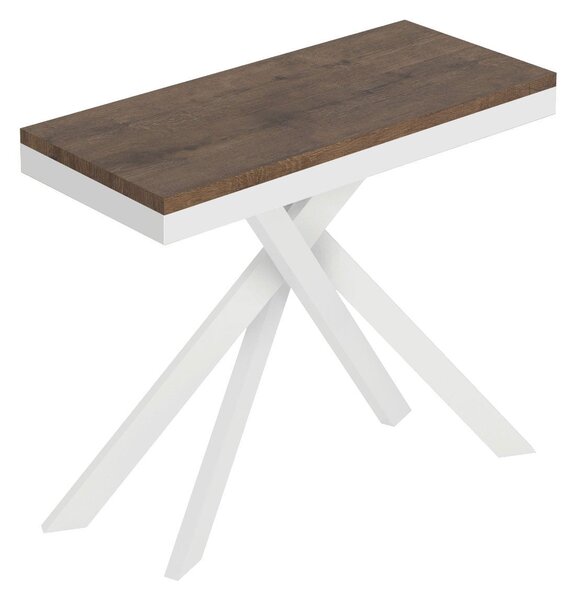 Consolle Allungabile 90-196x40x77 cm Saki Small Evolution Noce Gambe Bianche