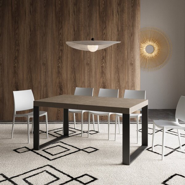Tavolo Allungabile 160-264x90x77 cm Tecno Tortora Gambe Antracite