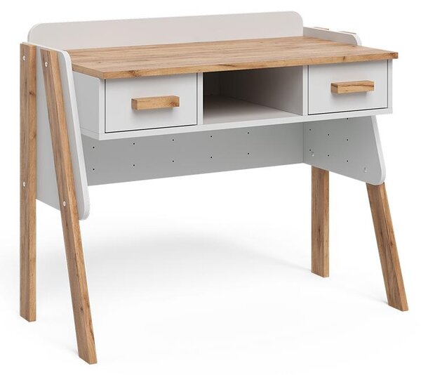 Scrivania Vitalispa Malia Bianco/Artisan 97 x 51 cm con 2 cassetti, Model 58372