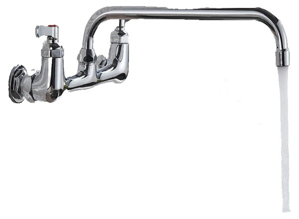 KLARWERK® ALEX | Miscelatore per uso alimentare, montaggio a parete, finitura cromata. Rubinetto da cucina in acciaio inossidabile, design lungo e piatto. Rubinetto per ristorante, montaggio a parete