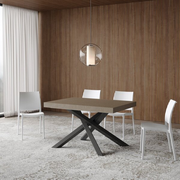 Tavolo Allungabile 120-224x90x77 cm Volantis Premium Tortora Telaio Antracite