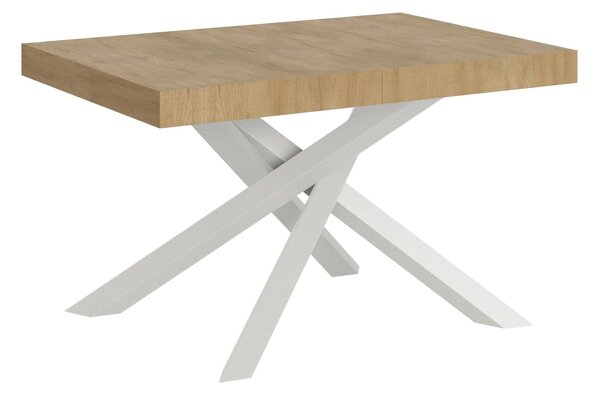 Tavolo Allungabile 120-224x90x77 cm Volantis Quercia Natura Telaio Bianco