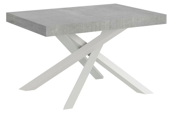 Tavolo Allungabile 120-224x90x77 cm Volantis Cemento Telaio Bianco