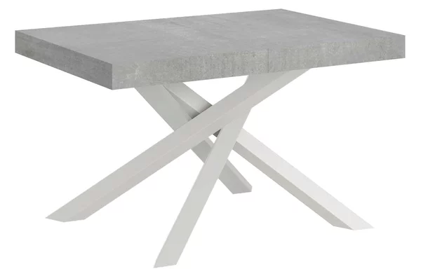 Tavolo Allungabile 120-380x90x77 cm Volantis Cemento Telaio Bianco