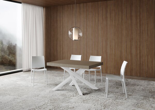 Tavolo Allungabile 120-224x90x77 cm Volantis Premium Tortora Telaio Bianco