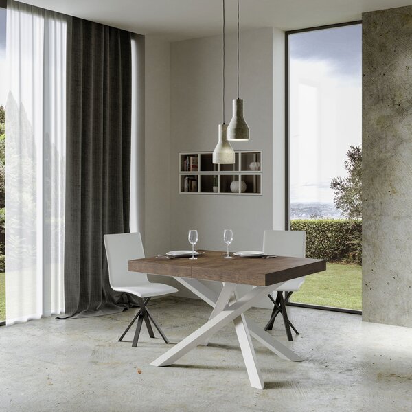 Tavolo Allungabile 120-224x90x77 cm Volantis Noce Telaio Bianco