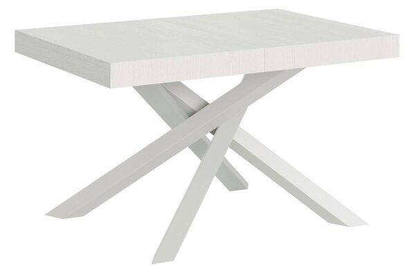 Tavolo Allungabile 120-224x90x77 cm Volantis Bianco Frassino Telaio Bianco