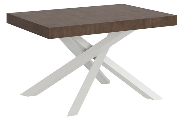 Tavolo Allungabile 120-224x90x77 cm Volantis Noce Telaio Bianco