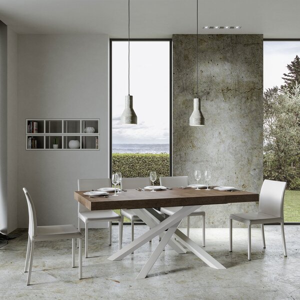 Tavolo Allungabile 160-264x90x77 cm Volantis Noce Telaio Bianco