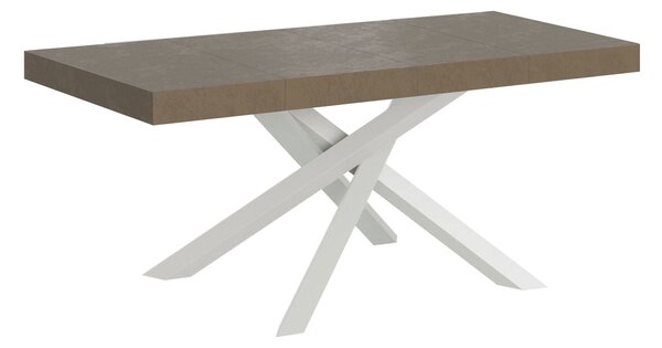 Tavolo Allungabile 120-224x90x77 cm Volantis Premium Tortora Telaio Bianco