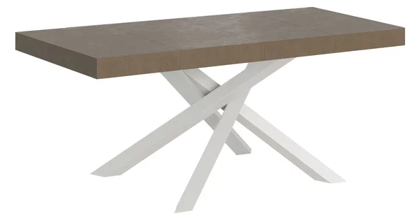 Tavolo Allungabile 120-224x90x77 cm Volantis Premium Tortora Telaio Bianco
