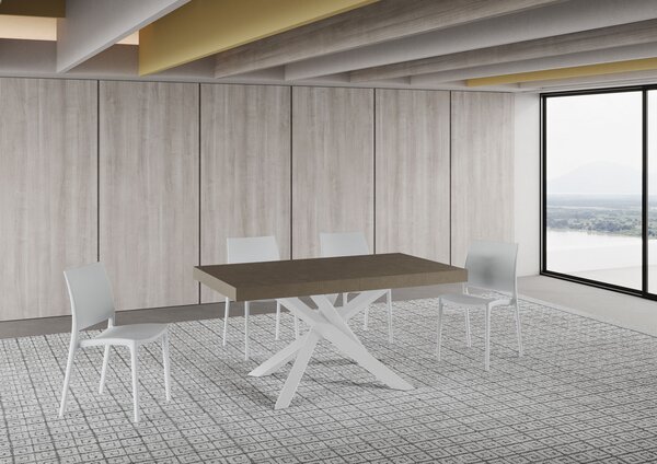 Tavolo Allungabile 160-264x90x77 cm Volantis Tortora Telaio Bianco