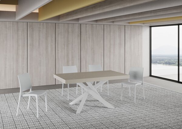Tavolo Allungabile 160-264x90x77 cm Volantis Cashmere Telaio Bianco