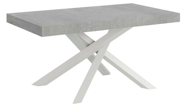 Tavolo Allungabile 160-264x90x77 cm Volantis Cemento Telaio Bianco