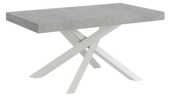 Tavolo Allungabile 200-460x90x77 cm Volantis Premium Cemento Telaio Bianco