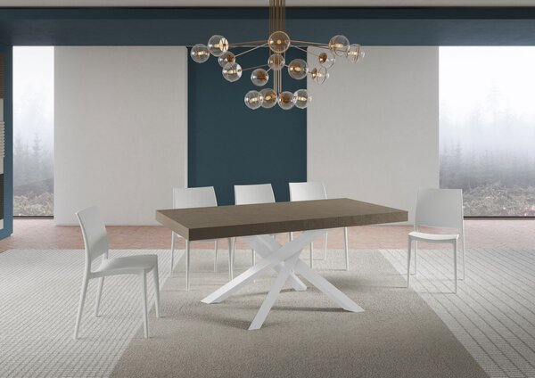 Tavolo Allungabile 180-284x90x77 cm Volantis Tortora Telaio Bianco