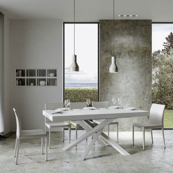 Tavolo Allungabile 160-264x90x77 cm Volantis Bianco Frassino Telaio Bianco