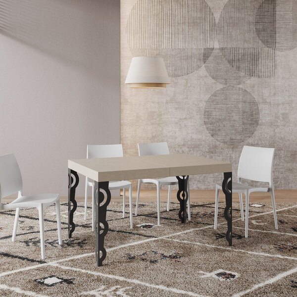 Tavolo Allungabile 120-204x80x77 cm Karamay Cashmere Telaio Antracite