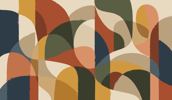 Carta da parati Arte colorata dalle forme sinuose, Carta da parati lastrazione, Carta da parati popolare - Tapeko.it