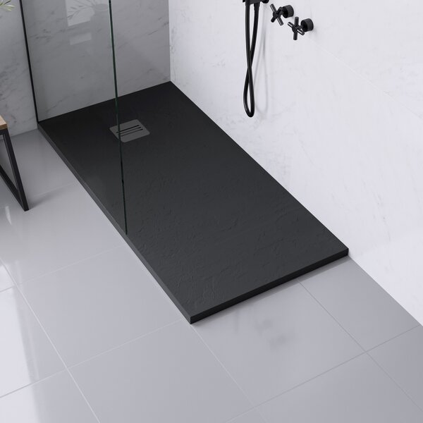 Piatto doccia ultrasottile resina sintetica e polvere di marmo Remix 70 x 140 cm nero