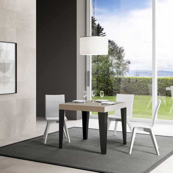 Tavolo Allungabile 90-246x90x77 cm Flame Premium Cashmere Telaio Antracite