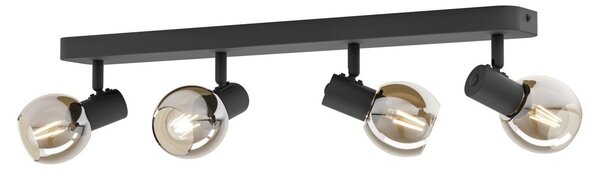 Eglo Plafoniera a soffitto modello Balken Castellazo, nera/rame, confezione da 4, attacco E14