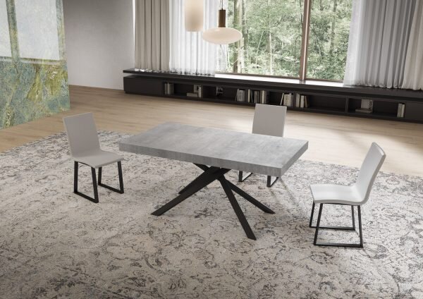 Tavolo Allungabile 160-244x80x74 cm Niket Cemento Gambe Antracite