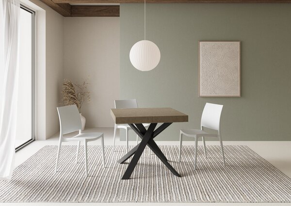 Tavolo Allungabile 90-194x90x76 cm Clerk Premium Tortora Gambe Antracite