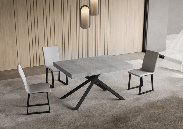 Tavolo Allungabile 120-204x80x74 cm Niket Cemento Gambe Antracite