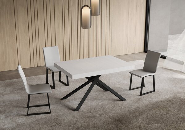 Tavolo Allungabile 140-224x80x74 cm Niket Bianco Frassino Gambe Antracite