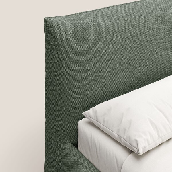 EROS letto imbottito in piuma con vano contenitore in pregiato e fresc
