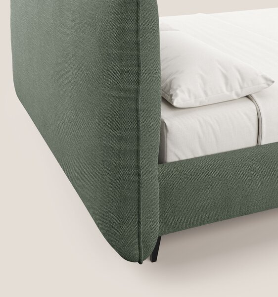 EROS letto imbottito in piuma con vano contenitore in pregiato e fresc