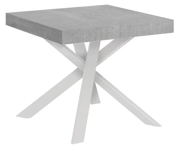 Tavolo Allungabile 90-194x90x76 cm Clerk Cemento Gambe Bianche