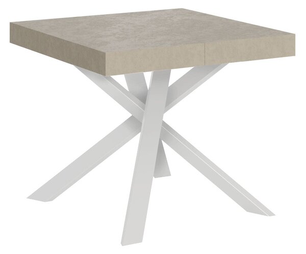 Tavolo Allungabile 90-194x90x76 cm Clerk Cashmere Gambe Bianche