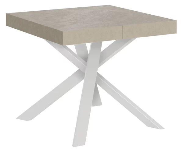 Tavolo Allungabile 90-194x90x76 cm Clerk Cashmere Gambe Bianche