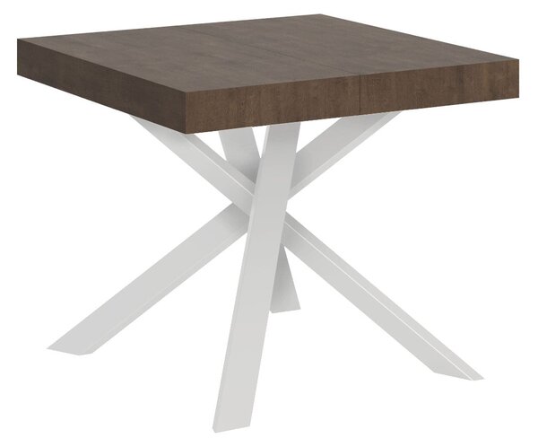 Tavolo Allungabile 90-194x90x76 cm Clerk Noce Gambe Bianche