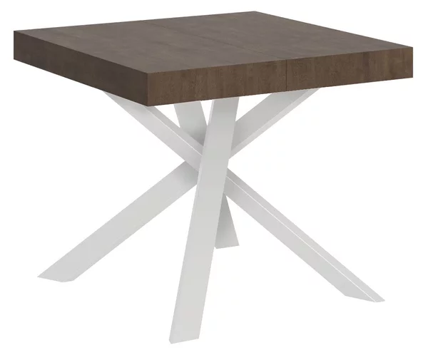 Tavolo Allungabile 90-194x90x76 cm Clerk Noce Gambe Bianche