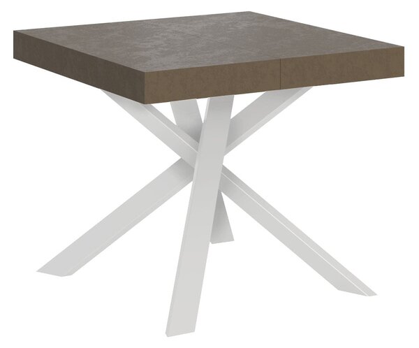 Tavolo Allungabile 90-194x90x76 cm Clerk Tortora Gambe Bianche