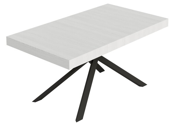 Tavolo Allungabile 160-264x90x74 cm Niket Bianco Frassino Gambe Antracite