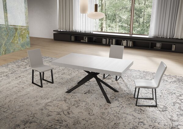 Tavolo Allungabile 160-264x90x74 cm Niket Bianco Frassino Gambe Antracite