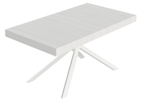 Tavolo Allungabile 160-264x90x74 cm Niket Bianco Frassino Gambe Bianche