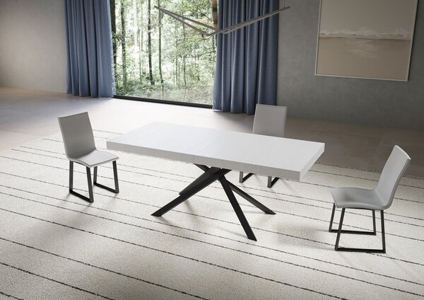 Tavolo Allungabile 180-284x90x74 cm Niket Bianco Frassino Gambe Antracite