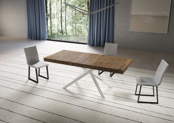 Tavolo Allungabile 180-284x90x74 cm Niket Noce Gambe Bianche