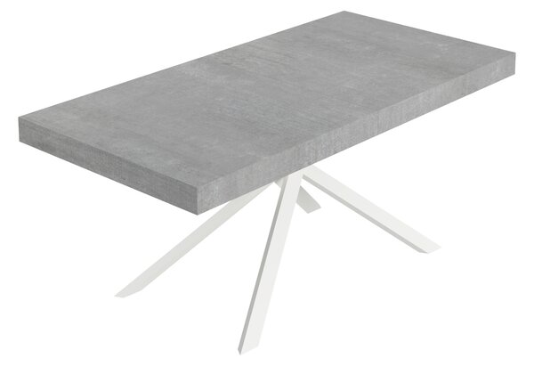 Tavolo Allungabile 180-284x90x74 cm Niket Cemento Gambe Bianche